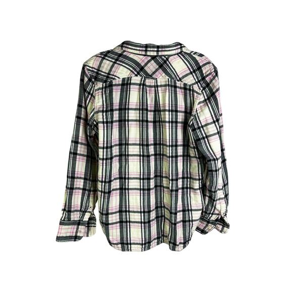 J.CREW Classic Flannel Shirt Womens Sz S Pink Cream Plaid Button Up Long Sleeves - Picture 3 of 8